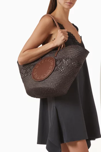 Large Logo Rope Basket Bag in Raffia