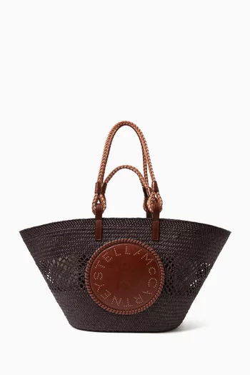 Large Logo Rope Basket Bag in Raffia