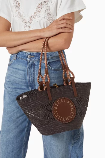 Small Logo Rope Basket Bag in Raffia