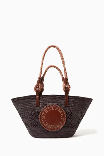 Small Logo Rope Basket Bag in Raffia