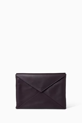 Logo Envelope Pouch in Calfskin