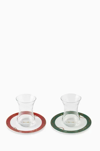 Fares Istikanahs & Saucers, Set of 2