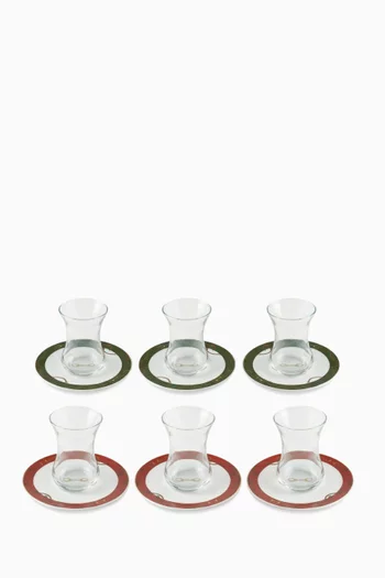 Fares Istikanahs & Saucers, Set of 6