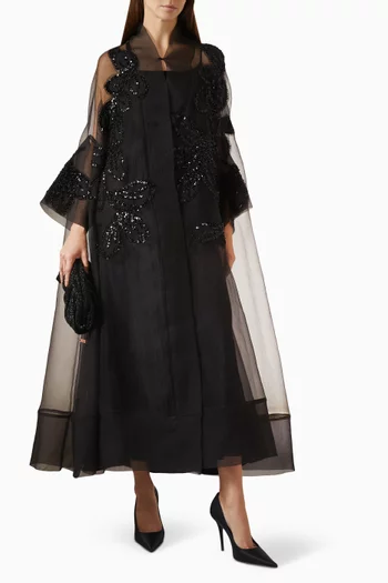 Embellished Abaya in Organza