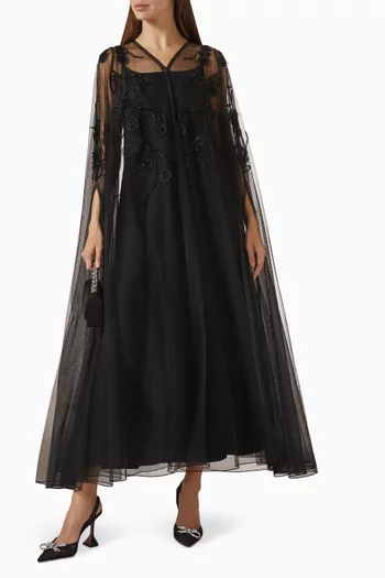 Embellished Abaya in Tulle
