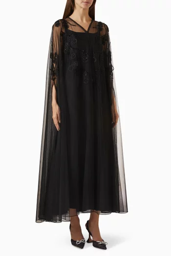 Embellished Abaya in Tulle