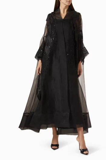 Embellished Abaya in Organza