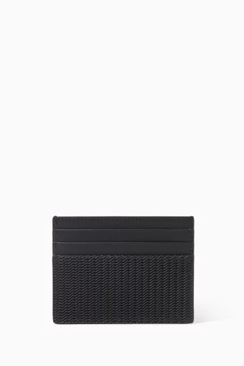 Wave-print Card Holder in Leather