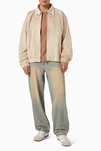 Perforated Faux Suede Jacket