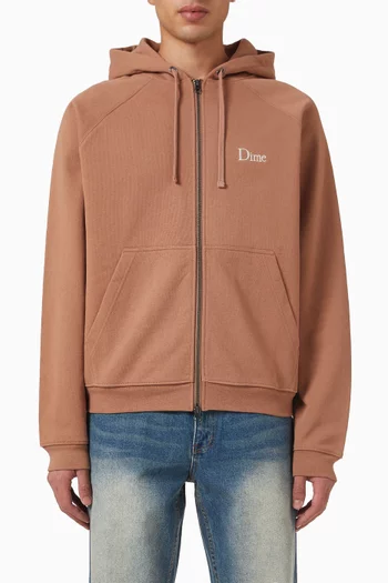 Classic Small Logo Zip Hoodie in Cotton