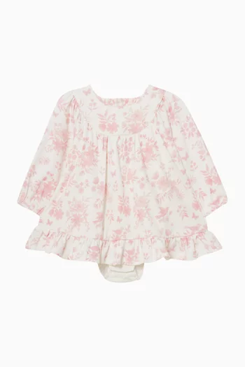 Baby Girl Fern Birds Organic Overlay Dress in Stretch Cotton