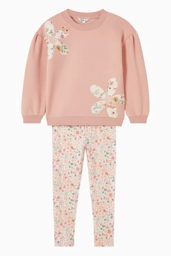 Junior Girl Fern Floral Organic Leggings in Stretch Cotton