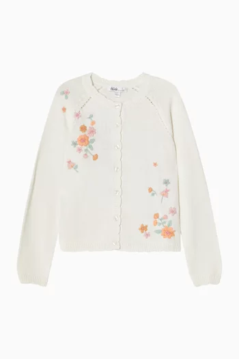 Fern Embroidered Organic Cardigan