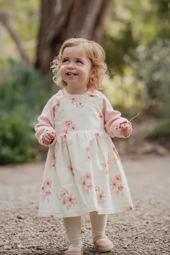 Junior Girl Emmy Petal Pinafore in Stretch Cotton