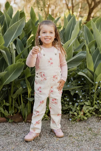 Junior Girl Emmy Petal Overalls in Stretch Cotton