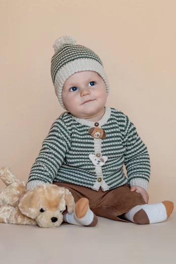 Baby Boy Otto Stripe Organic Knitted Cardigan in Cotton-blend