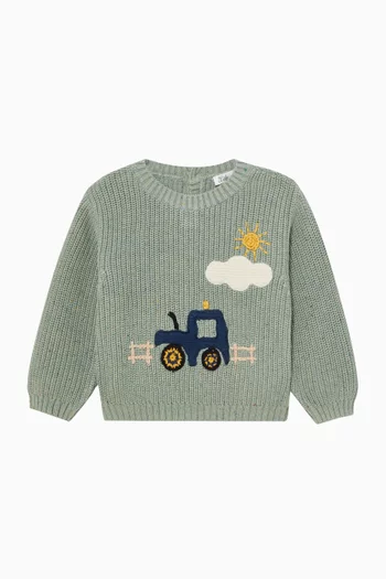 Baby Boy Hunter Tractor Knitted Sweater in Cotton