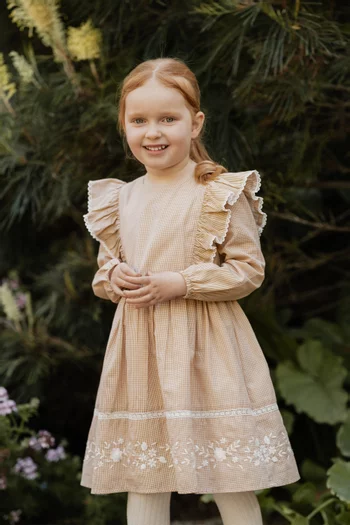 Winnie Embroidered Gingham Dress