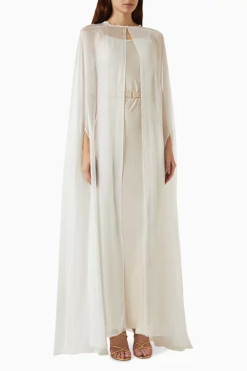 Cacao Cape Dress in Chiffon & Mulberry Silk