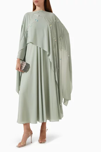 Embellished Dress & Cape Set in Chiffon