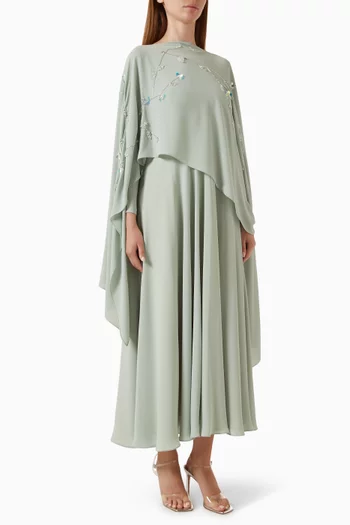 Embellished Dress & Cape Set in Chiffon
