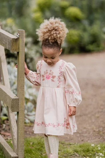 Baby Girl Wild Garden Embroidered Dress in Cotton