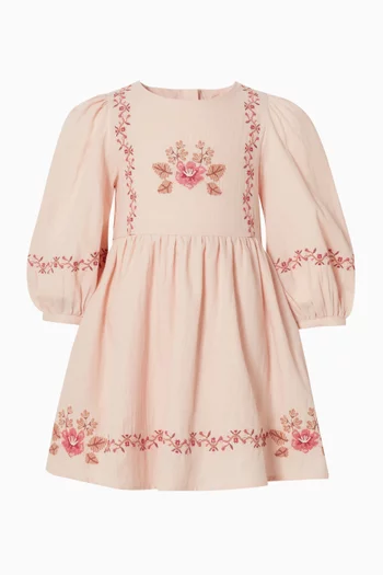 Baby Girl Wild Garden Embroidered Dress in Cotton