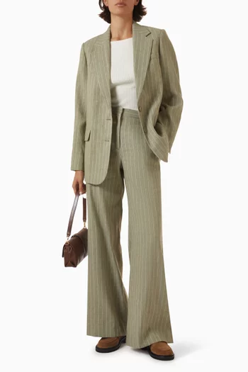Striped Blazer in Linen-blend