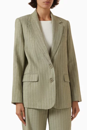 Striped Blazer in Linen-blend