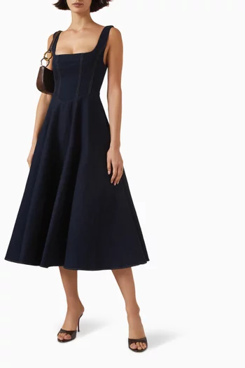 Square-neck Dress in Cotton Denim