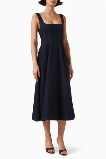 Square-neck Dress in Cotton Denim