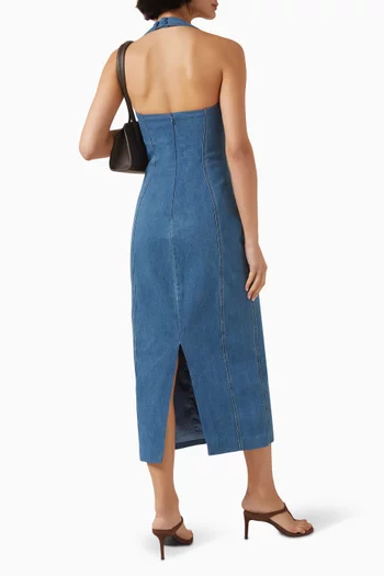 Halterneck Dress in Denim