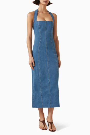 Halterneck Dress in Denim