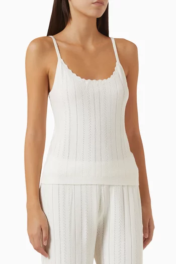 Pointelle Sweater Scoop Neck Cami Top