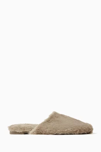 Plush Mule Slippers in Faux Fur