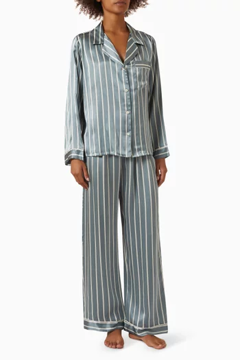 Inez Printed Long Pyjama Set in Washable Silk