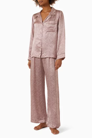 Inez Printed Long Pyjama Set in Washable Silk