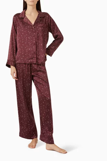 Inez Printed Long Pyjama Set in Washable Silk