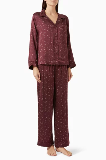 Inez Printed Long Pyjama Set in Washable Silk