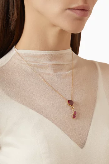 Heart-cut Ruby Lariat Necklace in 18kt Gold