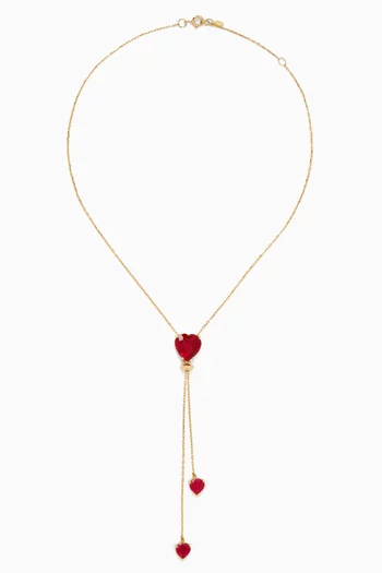 Heart-cut Ruby Lariat Necklace in 18kt Gold