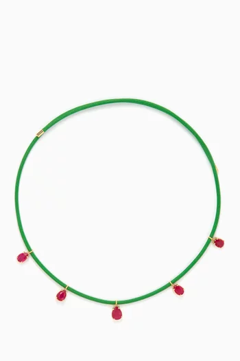 Pear-cut Ruby Cord Necklace in 18kt Gold