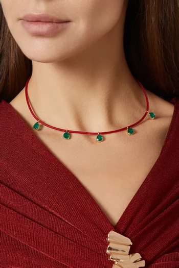 Pear-cut Emerald Cord Necklace in 18kt Gold