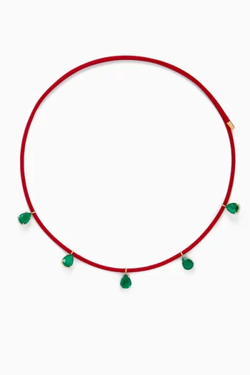 Pear-cut Emerald Cord Necklace in 18kt Gold