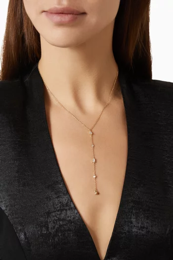 Mixed-cuts Diamond Lariat Necklace in 18kt Gold