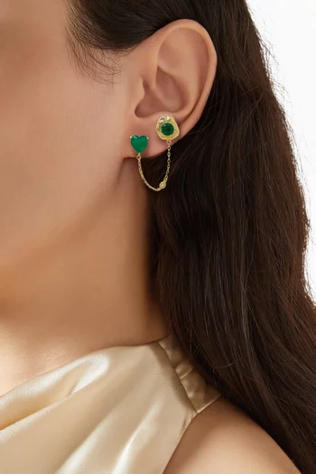Heart Emerald & Diamond Single Earring in 18kt Gold