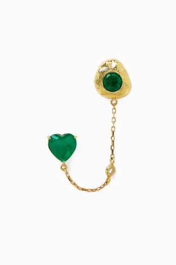 Heart Emerald & Diamond Single Earring in 18kt Gold
