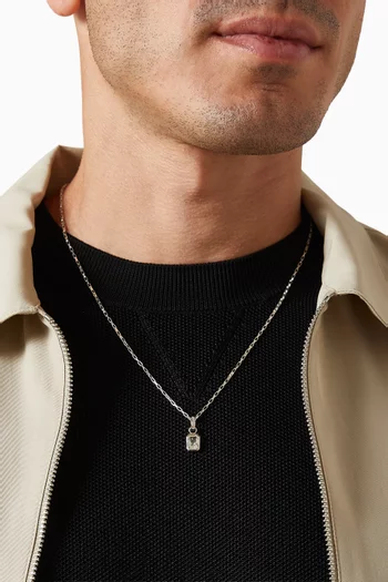 Octagon White Topaz Paperclip Necklace in Sterling Silver