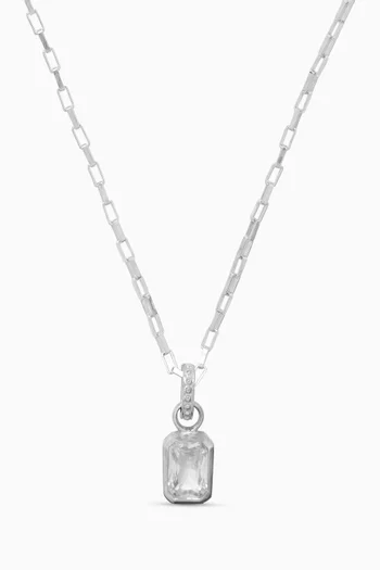 Octagon White Topaz Paperclip Necklace in Sterling Silver