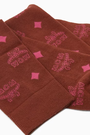 Monogram Knit Socks in Cotton-blend